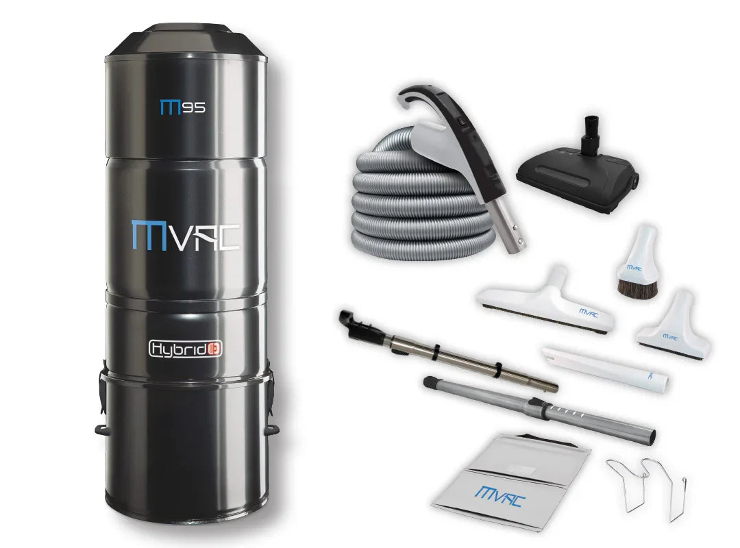 Central vacuum M95 with bag and electric attachments kit - Hose 35 ft. (10.67 m) - SamVac Plus