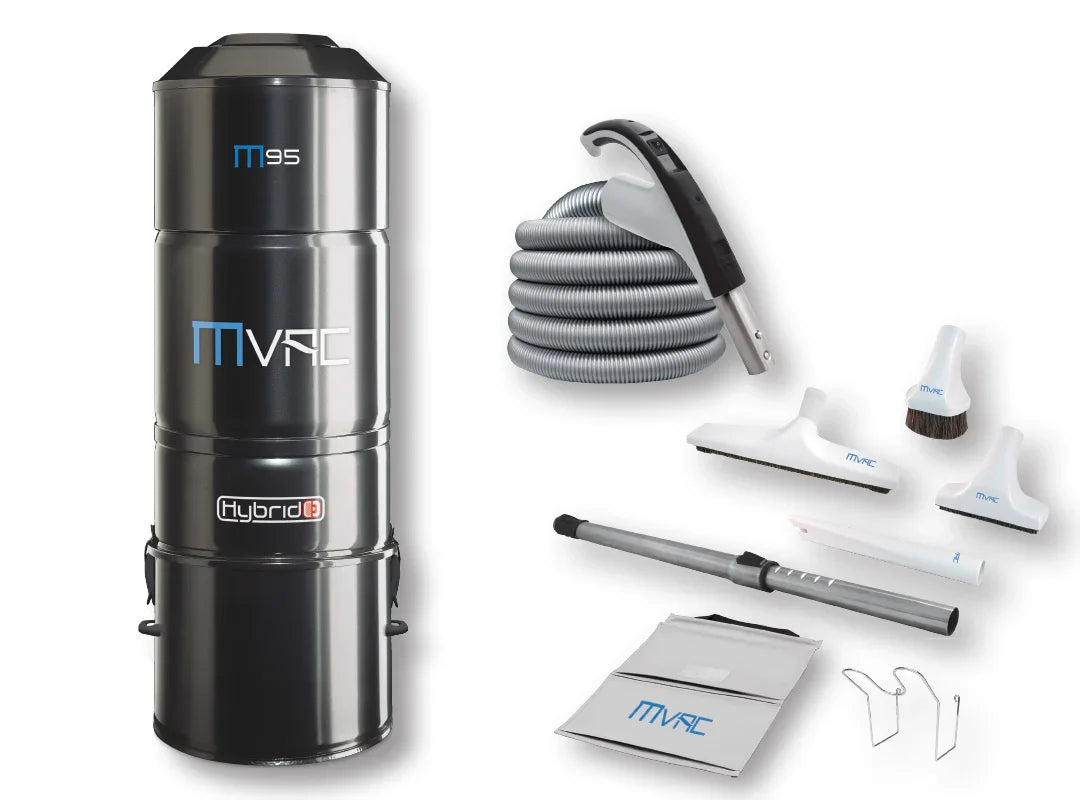 Central vacuum M95 and on/off attachments kit - Hose 35 ft. (10.67 m) with or without hose cover - SamVac Plus