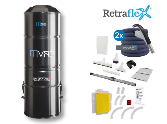 Central vacuum M95 and Retraflex attachments kit with 2 inlets - With hose cover - SamVac Plus